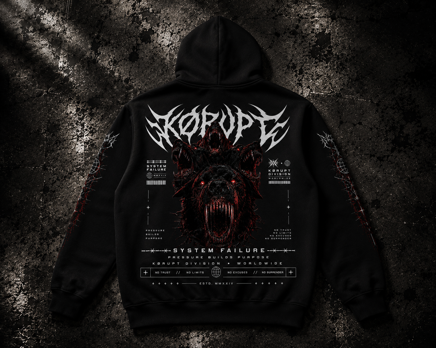 KØRUPT — CERBERUS // SYSTEM FAILURE HOODIE
