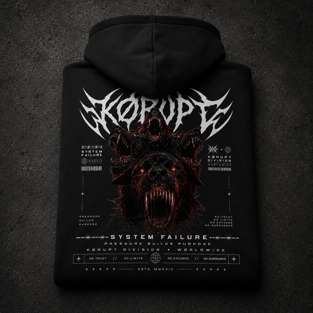 KØRUPT — CERBERUS // SYSTEM FAILURE HOODIE